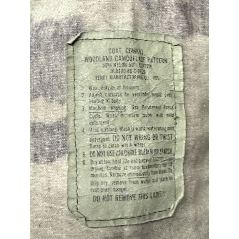 Vintage US Army Woodland‎ Camo Summer Combat Coat Jacket  Medium Long
